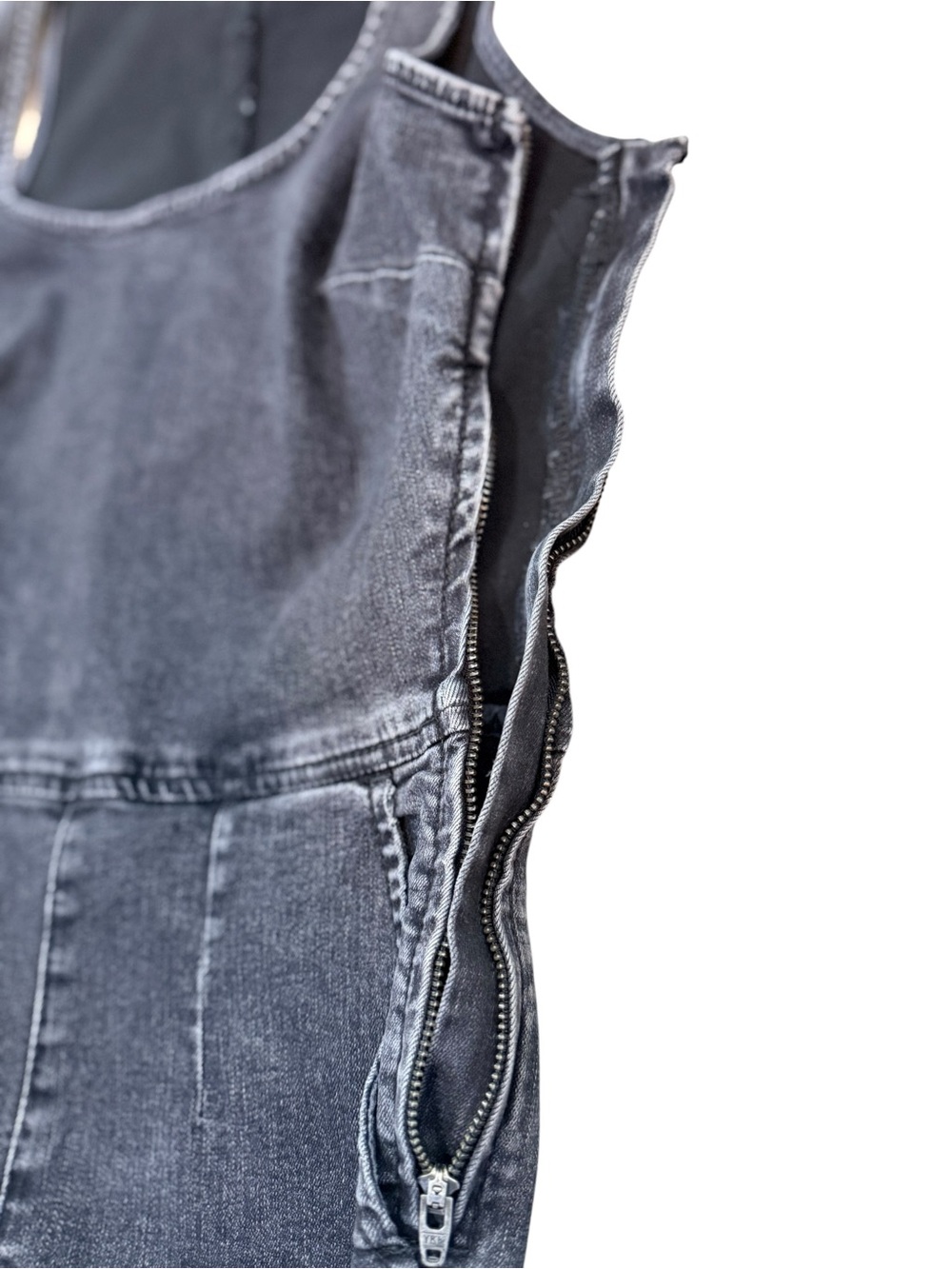 Free People Denim Jumpsuit Dark Wash Sleeveless Stretch One Piece Size 2 - Picture 6 of 16